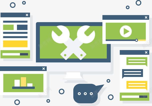 维修工具矢量图ai免抠素材_新图网 https://ixintu.com 电脑 维修工具 绿色 矢量图