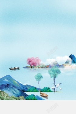 白鹭海报设计唯美湖景商务房地产PSD高清图片