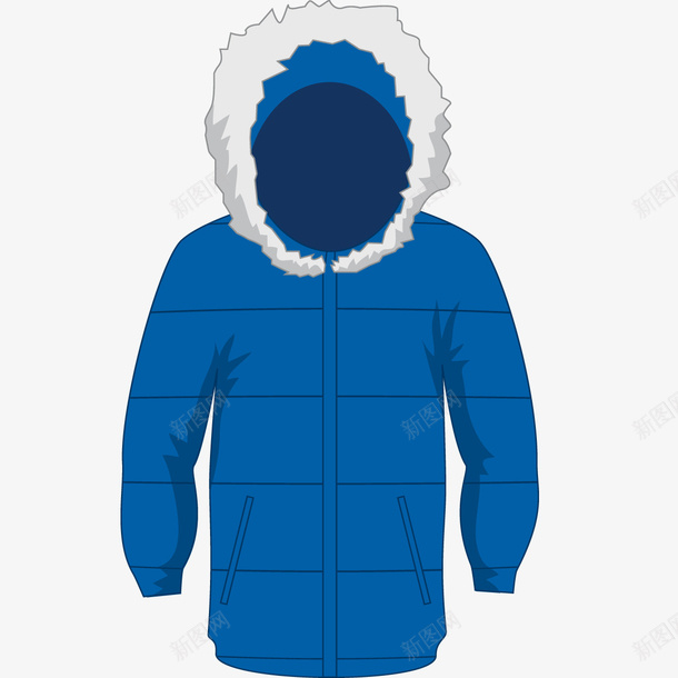 蓝色棉服png免抠素材_新图网 https://ixintu.com 一件 冬季 卡通 手绘 服装 棉服 白色 简图 蓝色