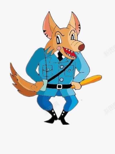 拿警棍的狼警察png免抠素材_新图网 https://ixintu.com 免抠 卡通 插画 素材