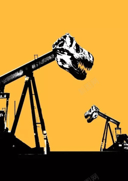 黑白骨架恐龙模型海报高清图片