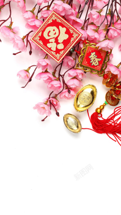 春节春联简约白色H5背景背景