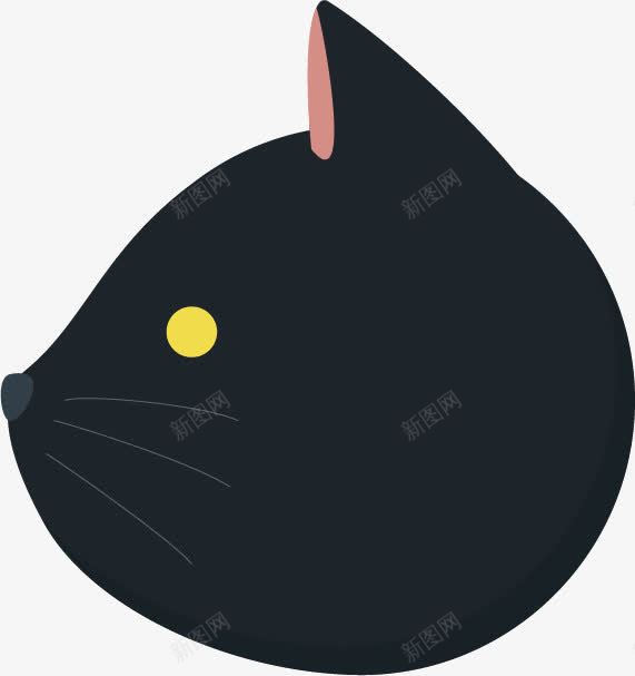 扁平化猫头图案png免抠素材_新图网 https://ixintu.com 扁平猫头 猫头 花猫 黑猫