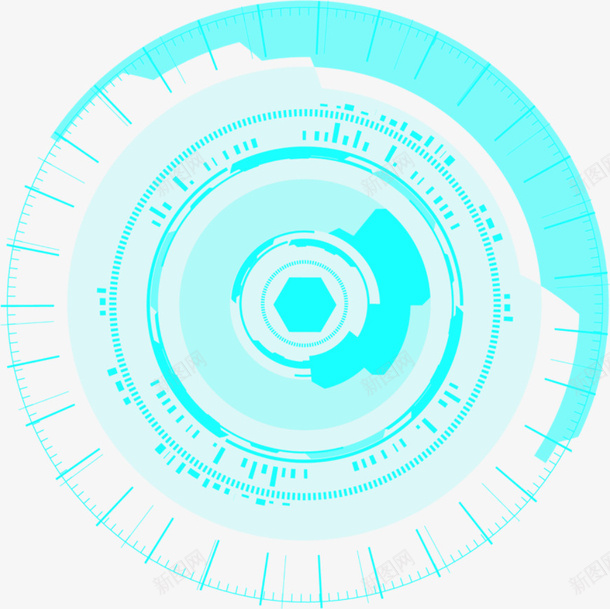 蓝色科幻圆环图标png_新图网 https://ixintu.com 圆环 旋转 科幻 青蓝色