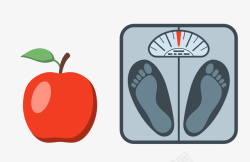 红色苹果和测体重器矢量图素材