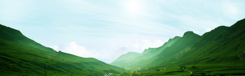 绿色山脉psd设计背景_新图网 https://ixintu.com 绿色 山 山脉 蓝天 茶叶 海报banner 摄影 风景
