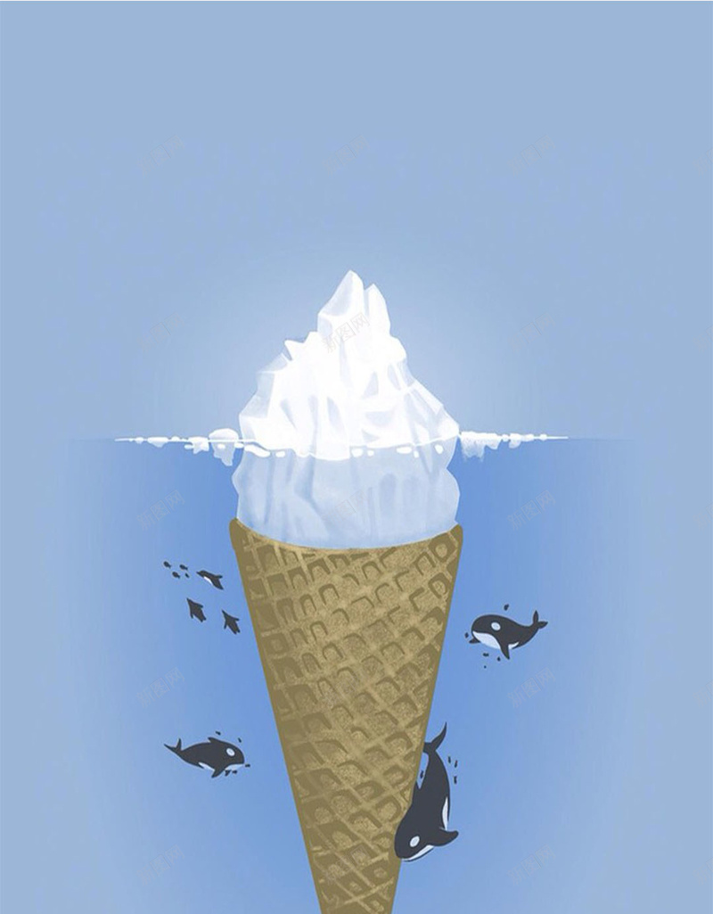创意的冰激凌H5素材背景jpg设计背景_新图网 https://ixintu.com 蓝色背景 冰激凌 创意 海豚 H5素材