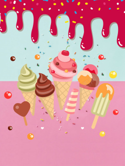 甜品美食活动宣传海报甜蜜夏日冰淇淋美食海报背景模板高清图片