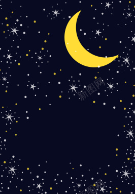 星星夜晚卡通手绘童话故事海报背景