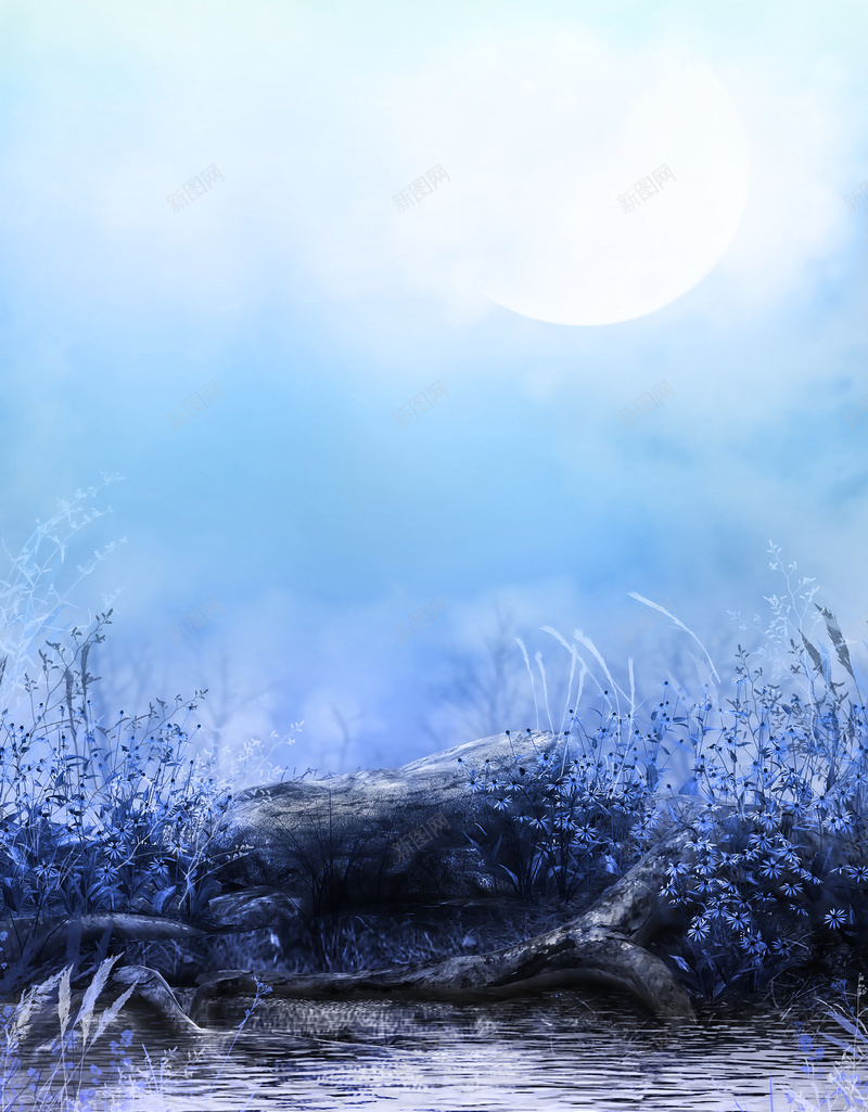 梦幻背景jpg设计背景_新图网 https://ixintu.com 手绘 梦幻 水彩 背景 蓝色