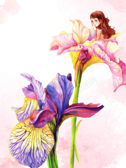 彩铅葡萄春分纯手绘海报PSD背景图高清图片