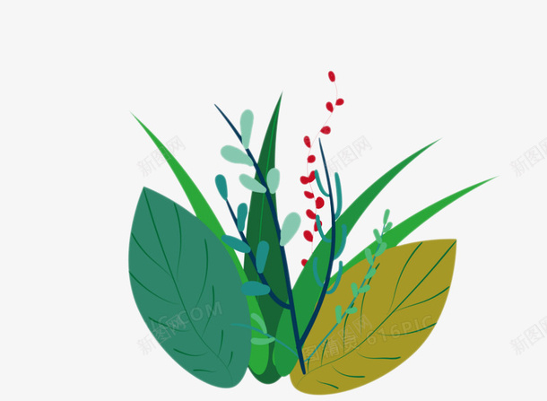 矢量小清新植物lin2png免抠素材_新图网 https://ixintu.com 失量 植物 小清新 绿色
