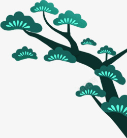 中国风绿色手绘装饰树木松树素材