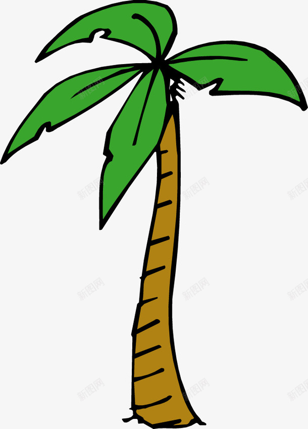 手绘彩色卡通椰子树png免抠素材_新图网 https://ixintu.com 卡通 手绘 植物 椰子树