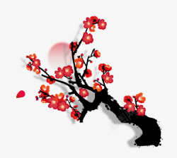 手绘中国风梅花花朵素材