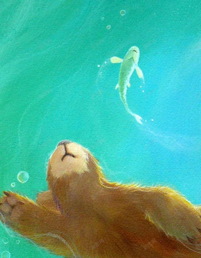 水中的熊插画H5背景jpg设计背景_新图网 https://ixintu.com 卡通 插画 背景 水 熊 童趣 手绘