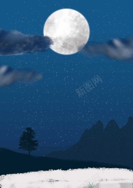 晚安创意深蓝月亮商务背景背景