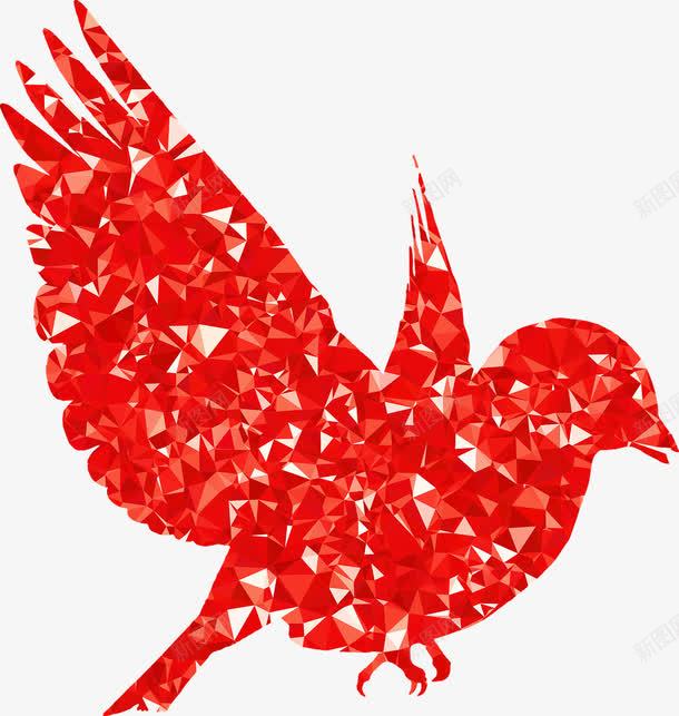 红色的小鸟png免抠素材_新图网 https://ixintu.com 几何 小鸟 晶块 红色