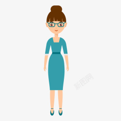 扁平化戴眼镜的商务女性矢量图素材