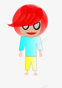 红色的头发卡通男孩素材