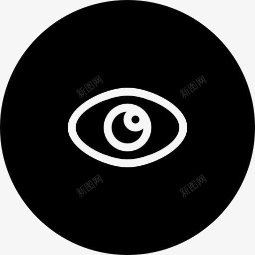 可见眼象征黑色圆形按钮图标png_新图网 https://ixintu.com 可见 可视化 圆形 填充圆形 按钮 接口 眼睛 象征 黑色