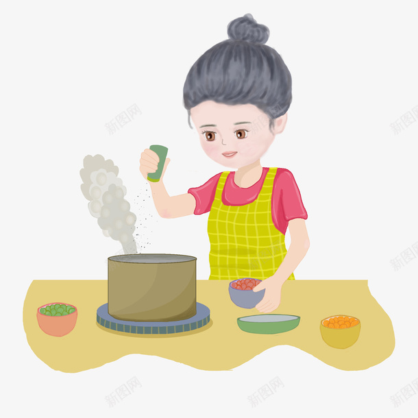 在厨房做饭的妈妈png免抠素材_新图网 https://ixintu.com 做饭 厨房 妈妈 煮饭