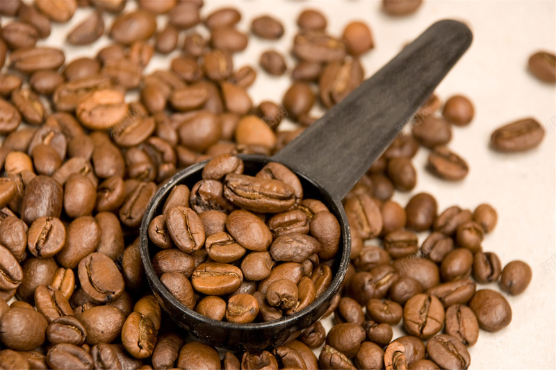咖啡豆宣传图jpg设计背景_新图网 https://ixintu.com 咖啡豆 纹理 质感 黑色勺子