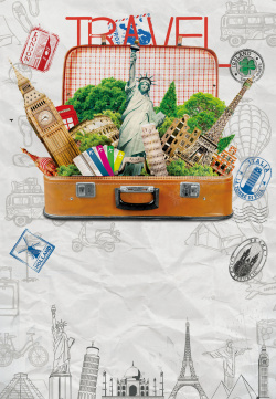 旅游大狂欢欧洲旅游海报背景素材高清图片