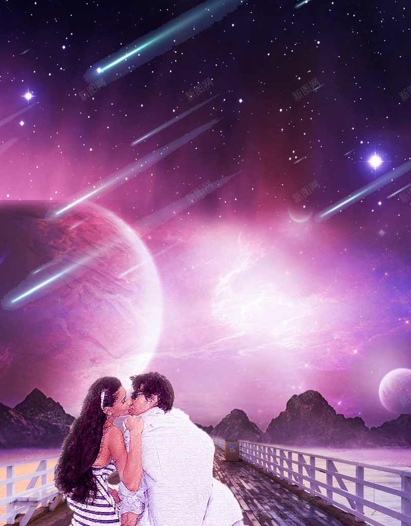 星空月球流星创意合成海报psd设计背景_新图网 https://ixintu.com 创意 星云 星海 星空 星际 月球 梦幻 流星 浪漫