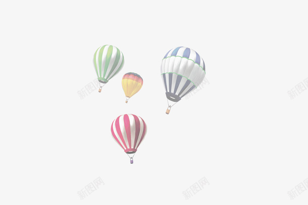 热气球装饰png免抠素材_新图网 https://ixintu.com 彩色 热气球 装饰