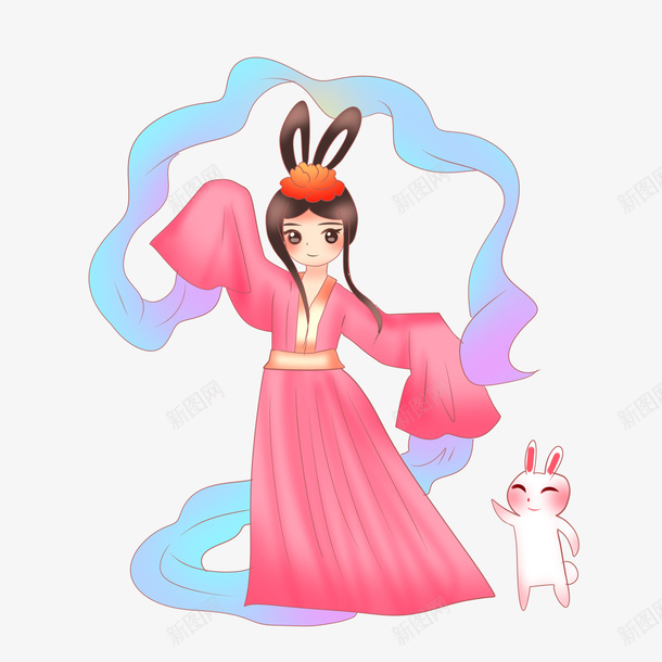 嫦娥奔月兔子3png免抠素材_新图网 https://ixintu.com 中秋节 兔子 嫦娥奔月 节日