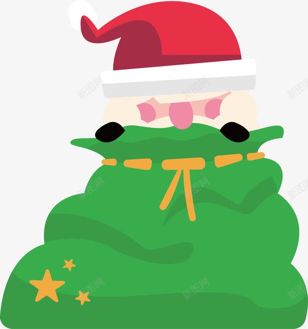 绿色礼物袋里的圣诞老人png免抠素材_新图网 https://ixintu.com 圣诞礼物 圣诞老人 圣诞节 矢量png 礼物袋 绿色袋子
