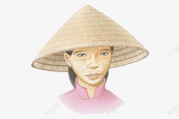 手绘水彩人物插图农村妇女png免抠素材_新图网 https://ixintu.com 人物插图 农村妇女 妇女 戴斗笠 手绘 水彩