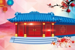 红色屋子春节背景素材高清图片