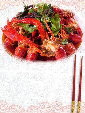 中国风小龙虾餐饮美食宣传海报背景背景
