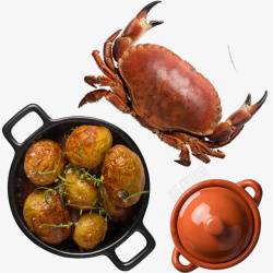 螃蟹干锅土豆杯锅素材