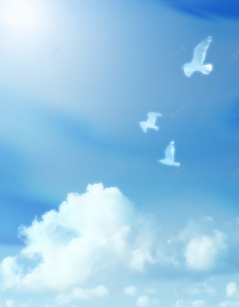 蓝天白云和平鸽背景jpg设计背景_新图网 https://ixintu.com 和平鸽 商务 白云 科幻 科技 蓝天 蓝色