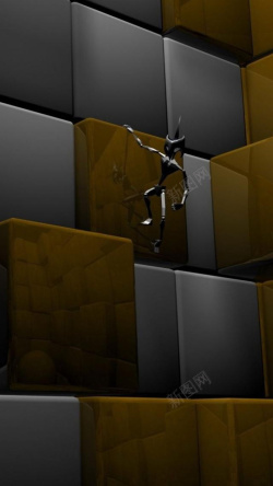 方格抽象贴黑色科技个性H5背景高清图片
