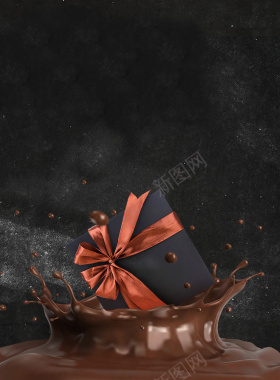 情人节黑色巧克力丝滑礼物宣传海报背景素材背景