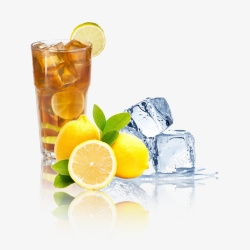 冰块里的橙子冰镇柠檬红茶800x800高清图片