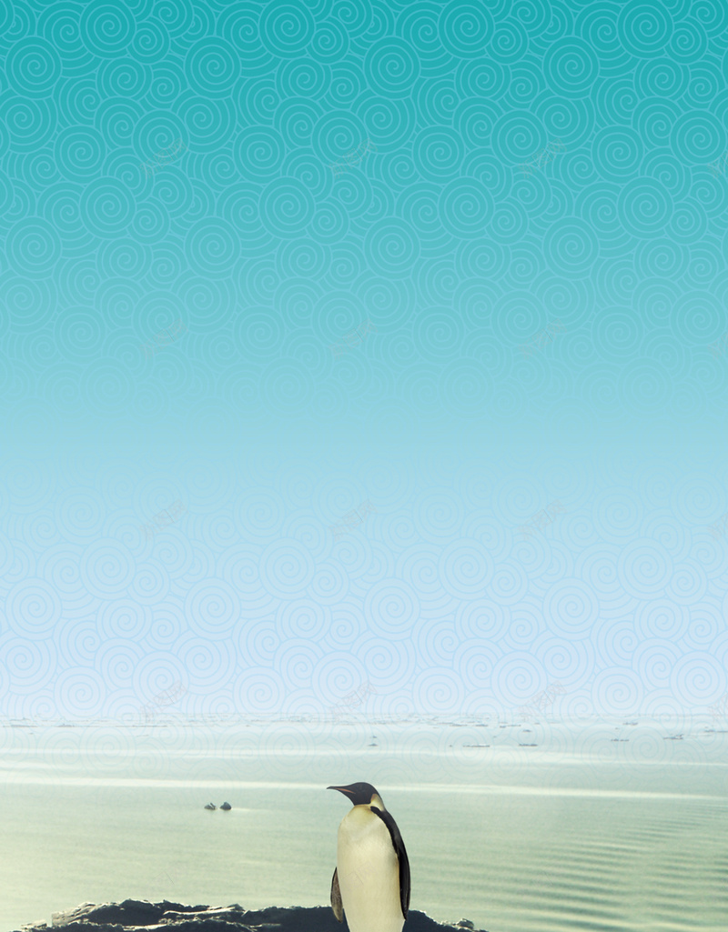 漂浮在海上孤独的企鹅psd设计背景_新图网 https://ixintu.com 企鹅 动物 大洋 大海 漂浮 保护环境 天空 蓝色