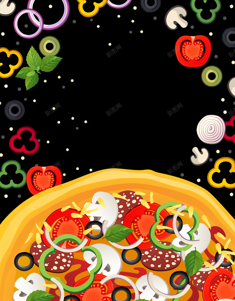 黑色背景创意食物食品披萨背景psd设计背景_新图网 https://ixintu.com 创意 披萨 素材 背景 食品 食物 黑色