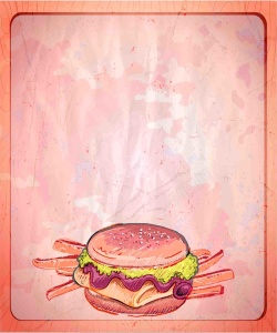 宴会海报美式美食复古快餐汉堡菜单餐厅厨房海报背景矢量图高清图片
