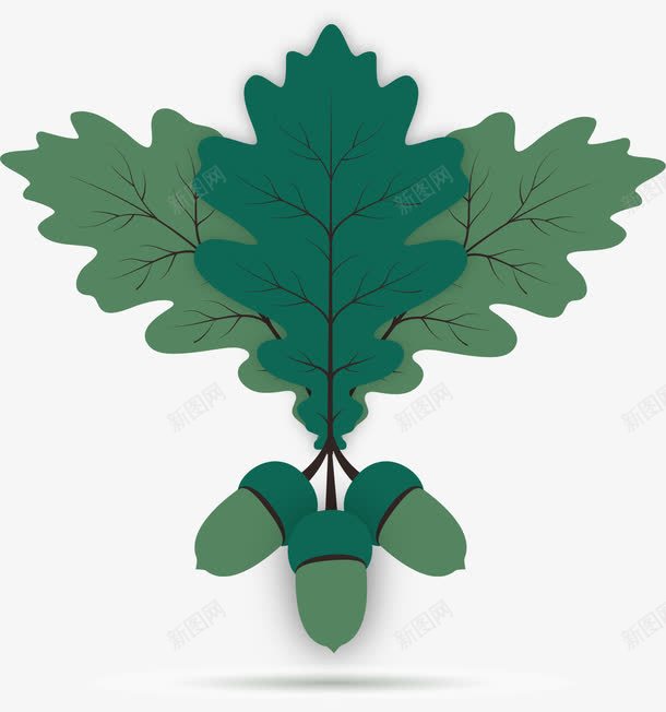 绿色带叶橡子png免抠素材_新图网 https://ixintu.com 橡子 绿色 绿色树叶 绿色橡子