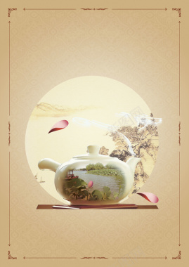 明月中秋茶壶文化背景背景