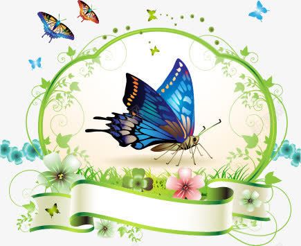 合成创意效果蓝色的花蝴蝶植物png免抠素材_新图网 https://ixintu.com 创意 合成 效果 植物 蓝色 蝴蝶