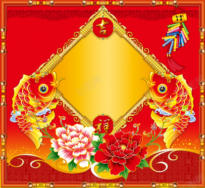红色牡丹春节背景背景