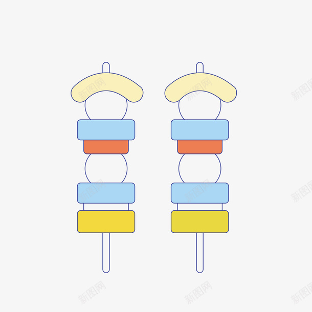 彩色手绘烤串元素矢量图eps免抠素材_新图网 https://ixintu.com 吃的 彩色 扁平化 手绘 烤串 美食 食物 矢量图