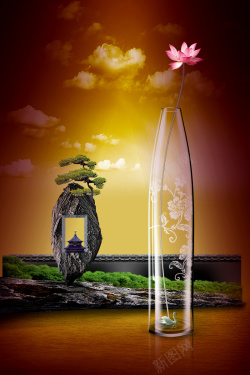 棕色花瓶创意地产商务海报背景高清图片