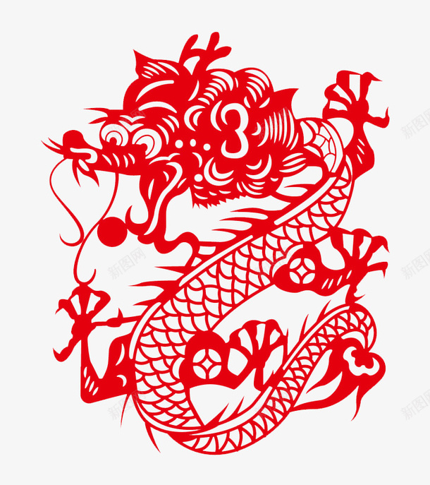 剪纸龙的png免抠素材_新图网 https://ixintu.com 中国龙 传统图案 古典图案 设计